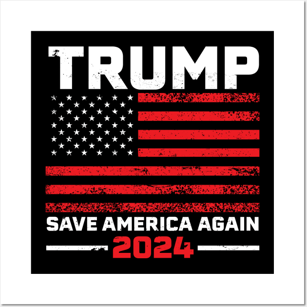 2024 Trump Save America Again USA Flag Gift Wall Art by qwertydesigns